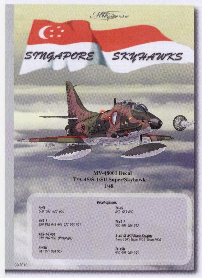 Miliverse 1/48 Singapore Skyhawks decal sheet