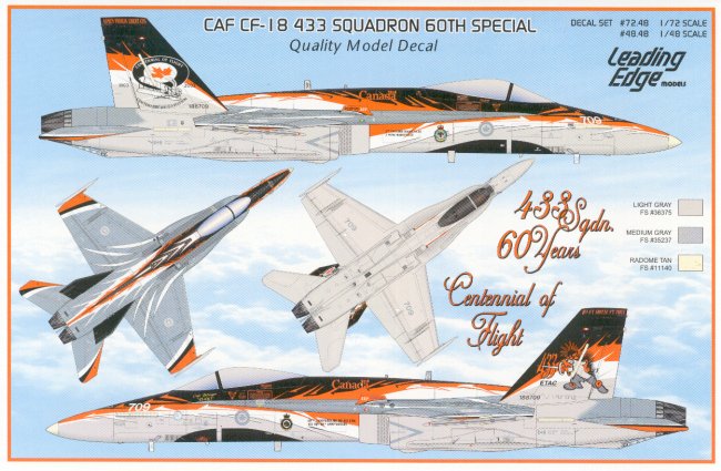 1/48 F-18 Canada 70 Years RCAF  model decal set by Leading Edge Models 
