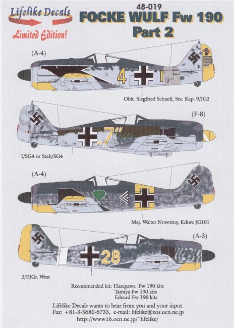 vol.VI decals 1/48 Karaya Captured Butcherbirds Fw-190 