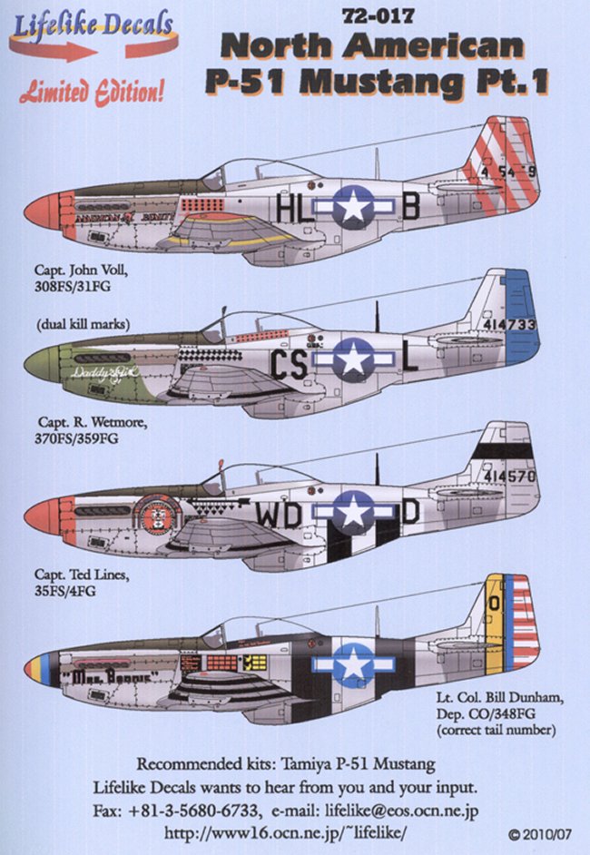 Lifelike Decals 1/48 48-059 North American P-51 Part 7 New Release! 