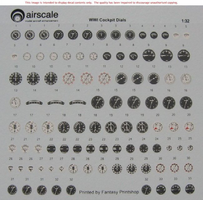 Airscale 1/32 USAAF Cockpit instrument decals AS32USA