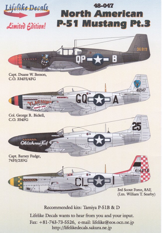 Lifelike Decals 1/48 NORTH AMERICAN P-51 MUSTANG Fighter Part 4 